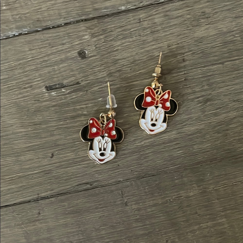 Disney Red and White Minnie Mouse Enamel Earrings
